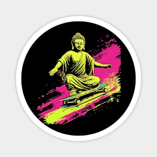 Buddha Skateboarding | Retro Skateboard | Funny Buddha # Magnet